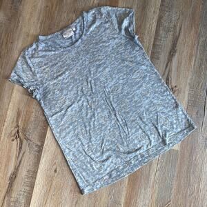 Dantelle Gray Metallic Gold Tribal Accent Tee Shirt Sz L